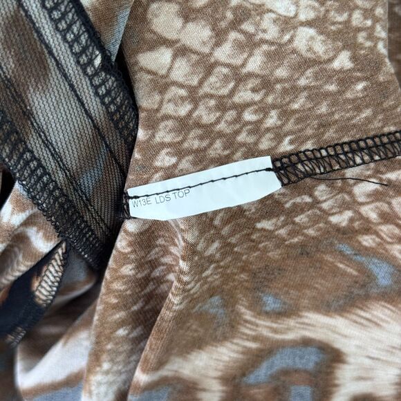 Joseph Ribkoff Top Womens 6 Leopard Snake Zipper Asymmetric Blouse Art to Wear - Picture 8 of 11